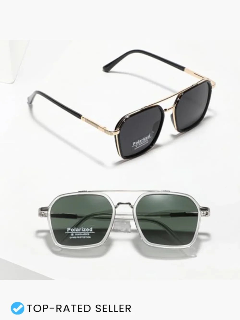 Square Framed Sunglasses Oversized Double Bridge Tr90 Polarized TAC Lens Unisex